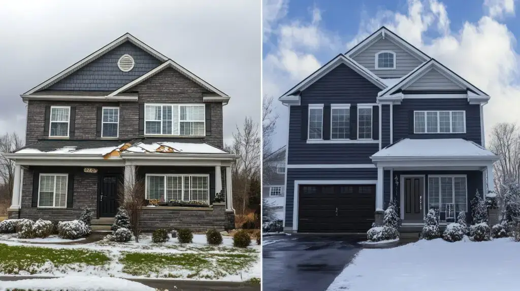 Exterior house paint before and after